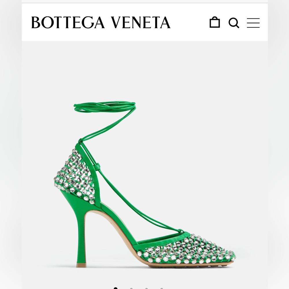 Bottega Veneta Green Crystal Embellished Lace-Up Heels